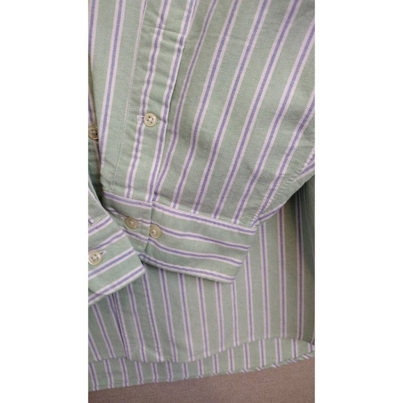 Ralph Lauren Shirt Men 18-34/35 Green Blue Striped Flesh Pony Casual Button Down - Picture 7 of 9